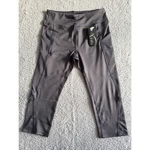 Sofra Women's Essential Workout Active Running Capri Leggings W/Side Pockets S